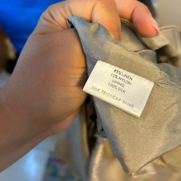 Eileen Fisher Metallic Beige Linen Blend Jacket - Picture 4 of 4